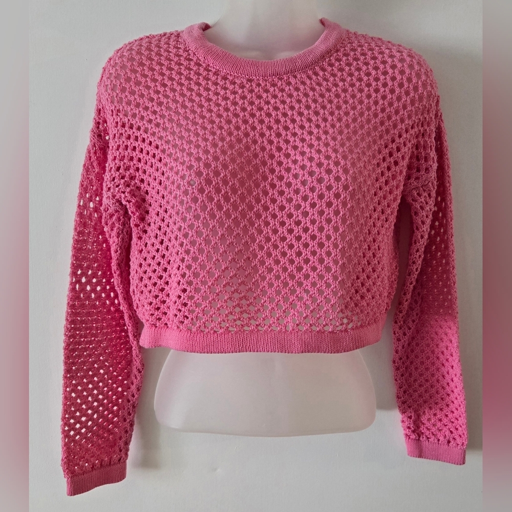 Rue 21 Crocheted Crop Top Sz XS Pink Euc
